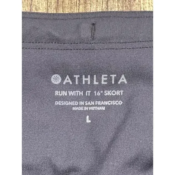 Athleta Run With It 16" Skort Black Athletic Running Skirt Womens Size Large L . - Picture 6 of 11